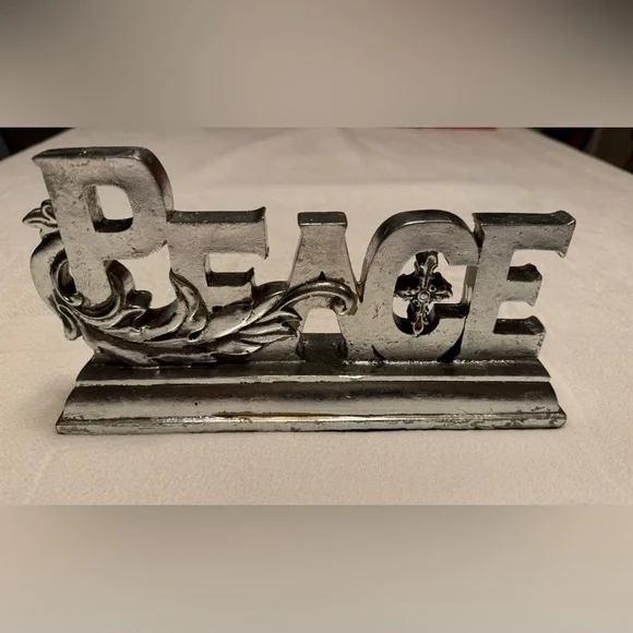 Vintage Silver Peace ☮️ Decor 10”x5.25x2.25 - Picture 4 of 10